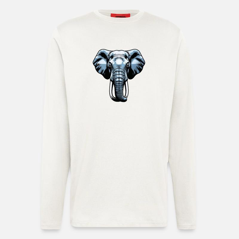 Blue Elephant Head Vector - Longsleeve - made by SPREAD  - OFF WHITE