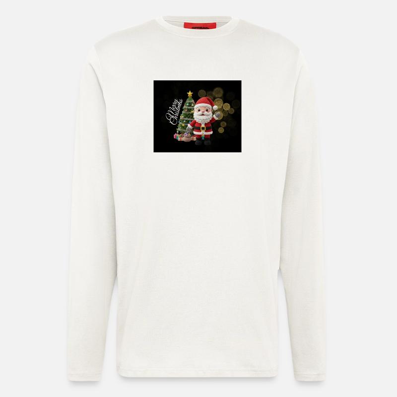 Gestrickter Santa mit Weihnachtsbaum - Langarmshirt - made by SPREAD - OFF WHITE