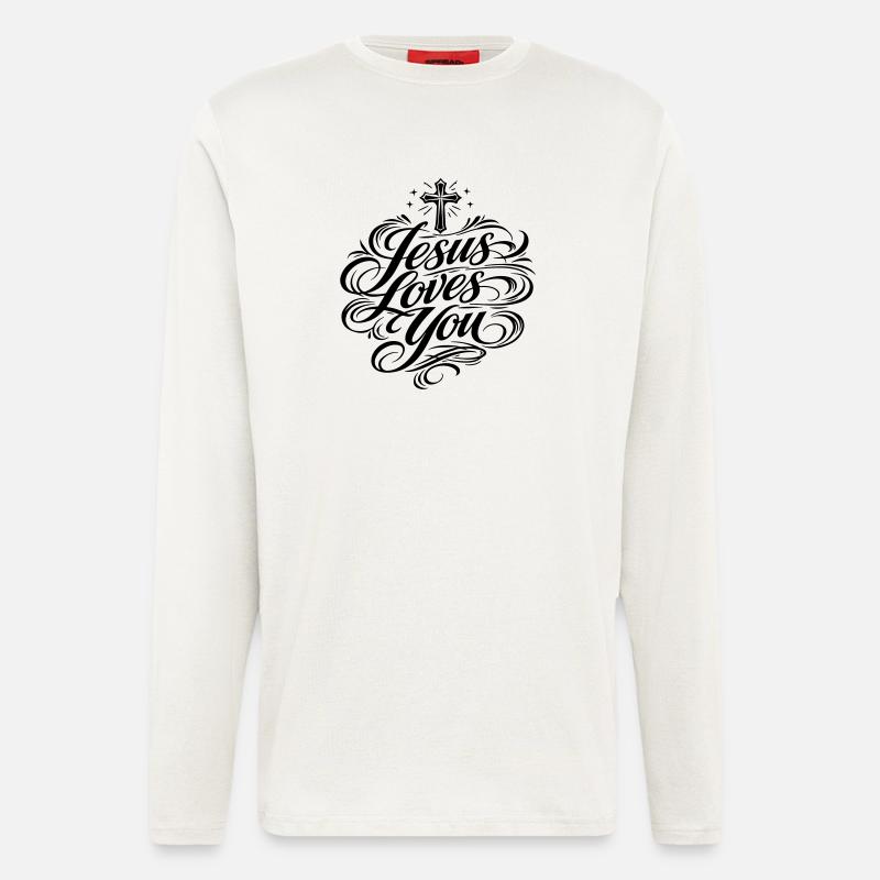 Jesus Liebt Dich Spruch - Langarmshirt - made by SPREAD  - OFF WHITE