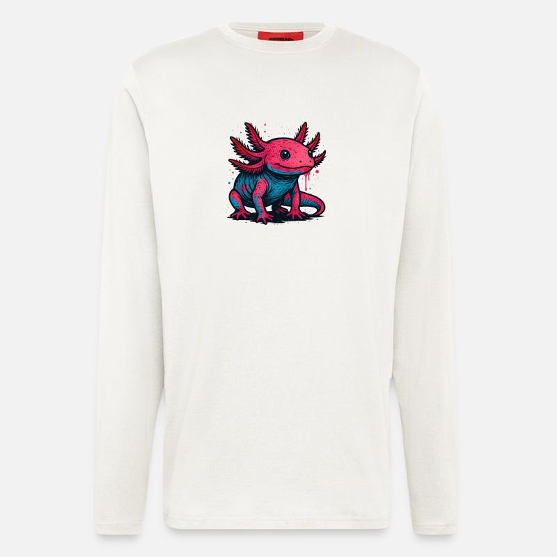 Neon Axolotl Spritzer - Langarmshirt - made by SPREAD  - OFF WHITE