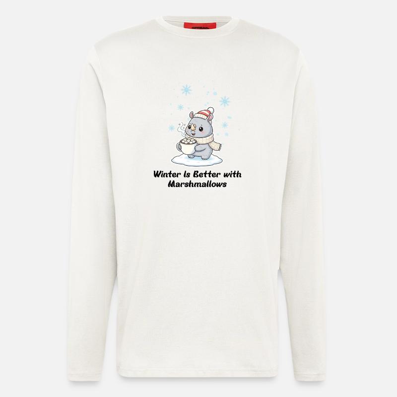 Winter Nashorn - Marshmallows & Kakao Geschenk - Langarmshirt - made by SPREAD  - OFF WHITE