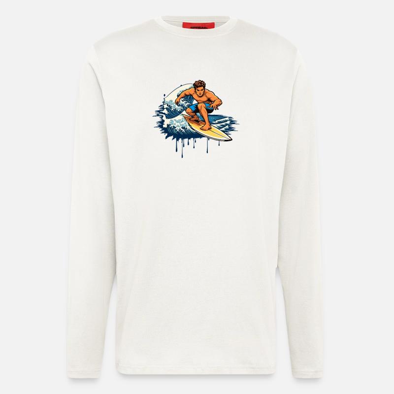 Dynamic graffiti illustration of a surfer - Longsleeve - made by SPREAD  - OFF WHITE