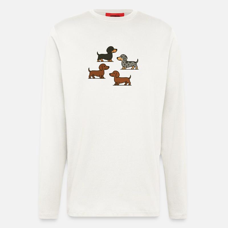 Dachshund Quartet: Spotted & Solid - Longsleeve - made by SPREAD  - OFF WHITE