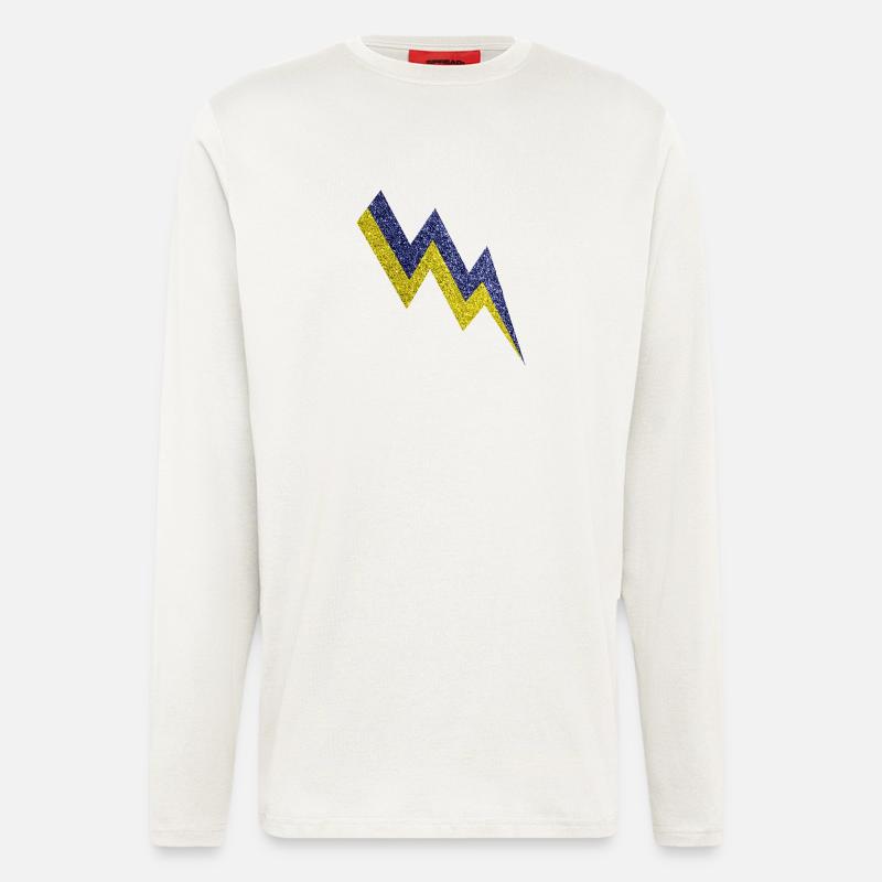 Goldener und blauer funkelnder Blitz - Langarmshirt - made by SPREAD  - OFF WHITE