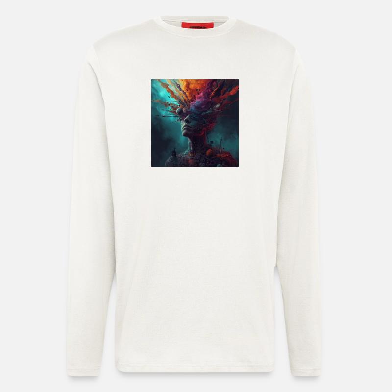 Kosmische Kopfreise Farbströme - Langarmshirt - made by SPREAD  - OFF WHITE