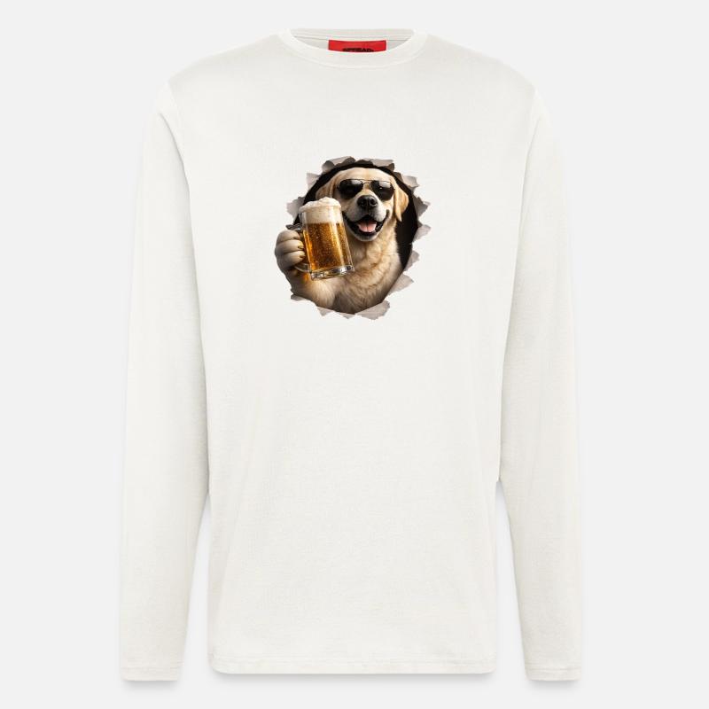 Labrador Bier - Langarmshirt - made by SPREAD  - OFF WHITE