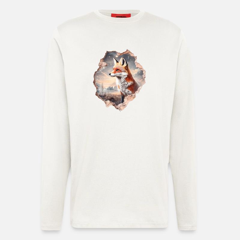 Fuchs und Sternenhimmel - Langarmshirt - made by SPREAD  - OFF WHITE