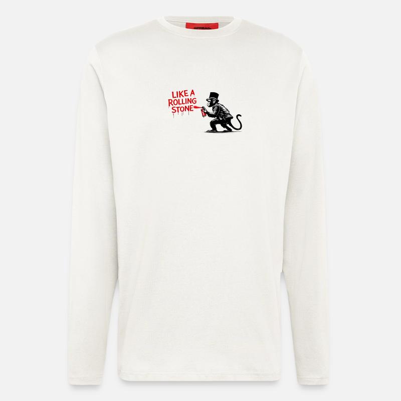 Comme un singe de Rolling Stone - Manches longues bio décontracté fabriqué en UE - OFF WHITE