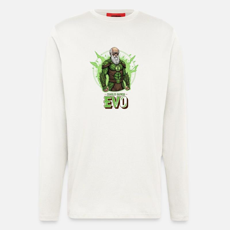 Evo Darwin Grüner Held - Langarmshirt - made by SPREAD  - OFF WHITE