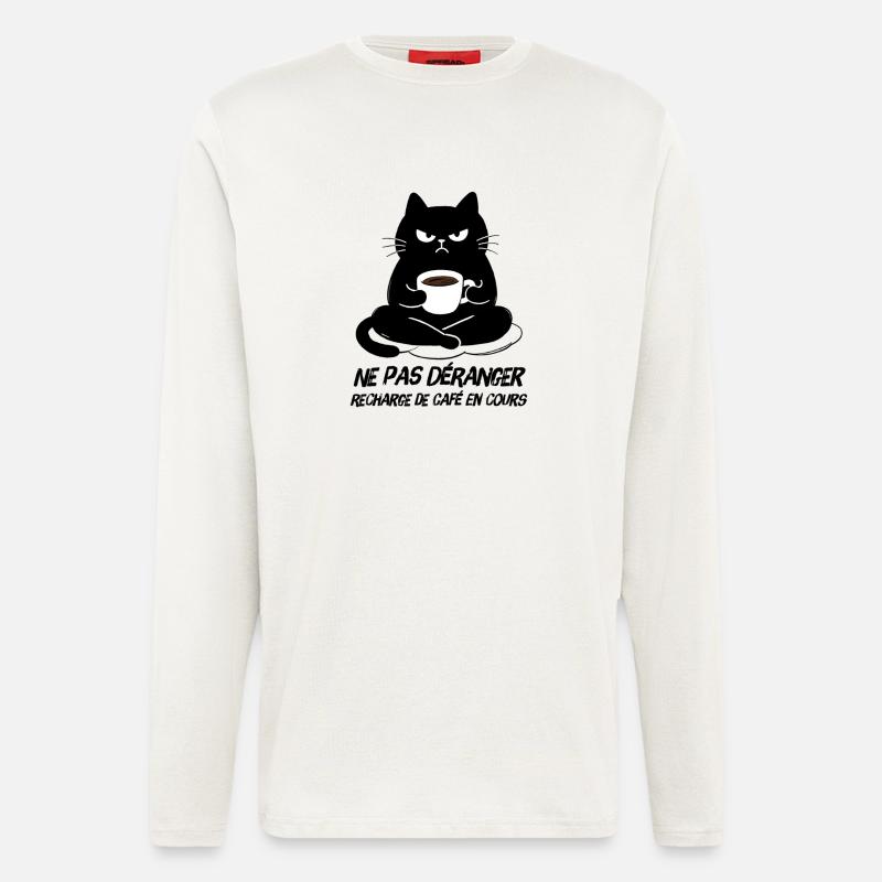Black Cat Coffee Refill in Progress - Longsleeve - made by SPREAD  - OFF WHITE