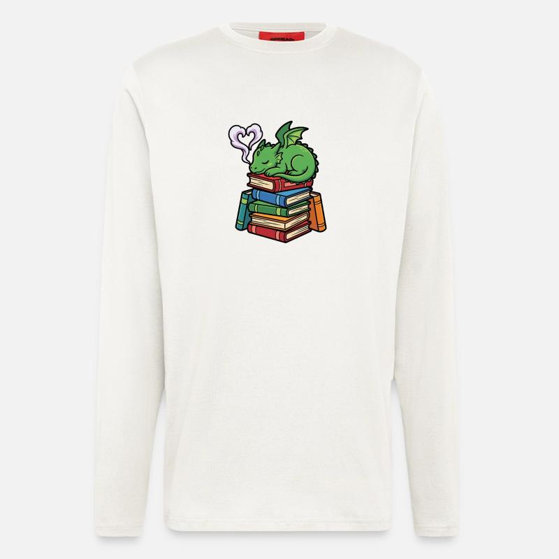 Süßes Buch-Drachen-Lese-Fantasie-Geschenk - Langarmshirt - made by SPREAD  - OFF WHITE