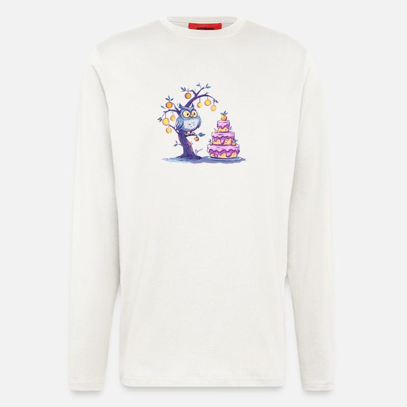 Nacht Eulenbaum Kuchen - Langarmshirt - made by SPREAD  - OFF WHITE
