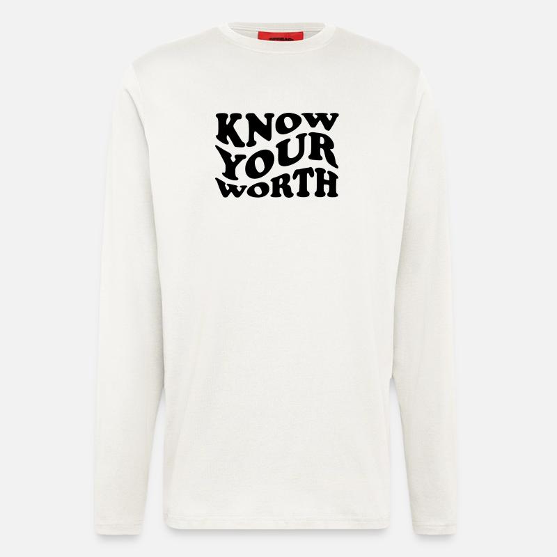 Know Your Worth – Selbstliebe Statement - Langarmshirt - made by SPREAD  - OFF WHITE