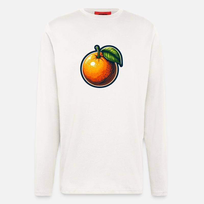 Bright cartoon orange with leaf - Longsleeve - made by SPREAD  - OFF WHITE
