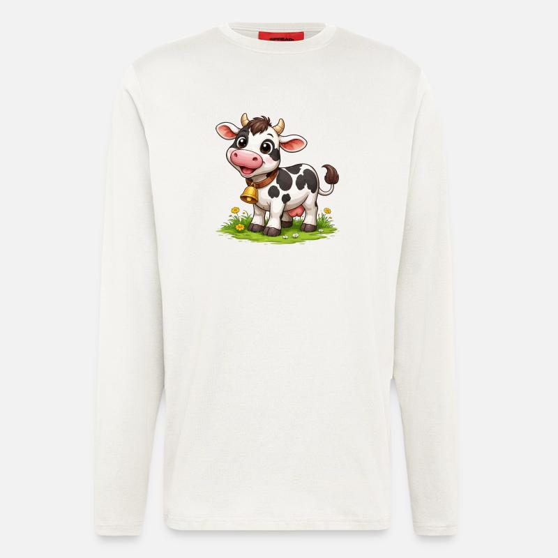 Kuh mit Glöckchen auf Weide - Langarmshirt - made by SPREAD  - OFF WHITE