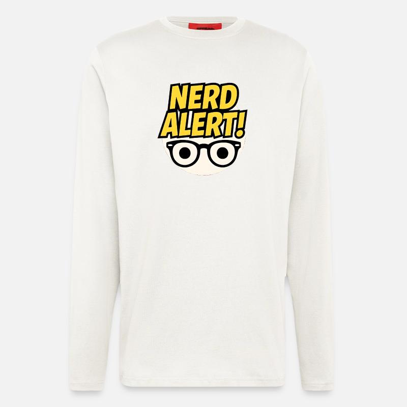 Nerd Alert Spaßdesign mit Brille - Langarmshirt - made by SPREAD  - OFF WHITE