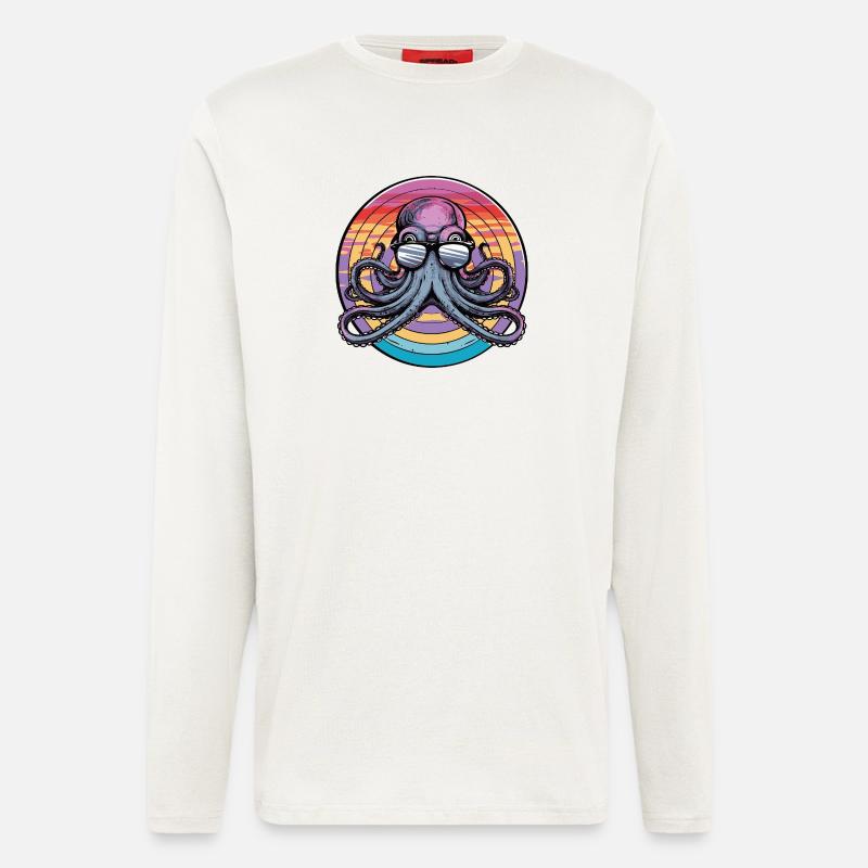 Octopus Retro Surf - Longsleeve - made by SPREAD  - OFF WHITE