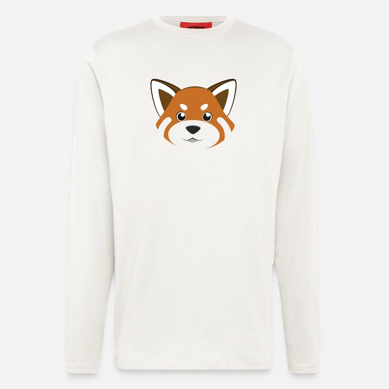 Süßes rotes Panda-Gesicht lustiges Tier-DIY-Kostüm - Langarmshirt - made by SPREAD - OFF WHITE