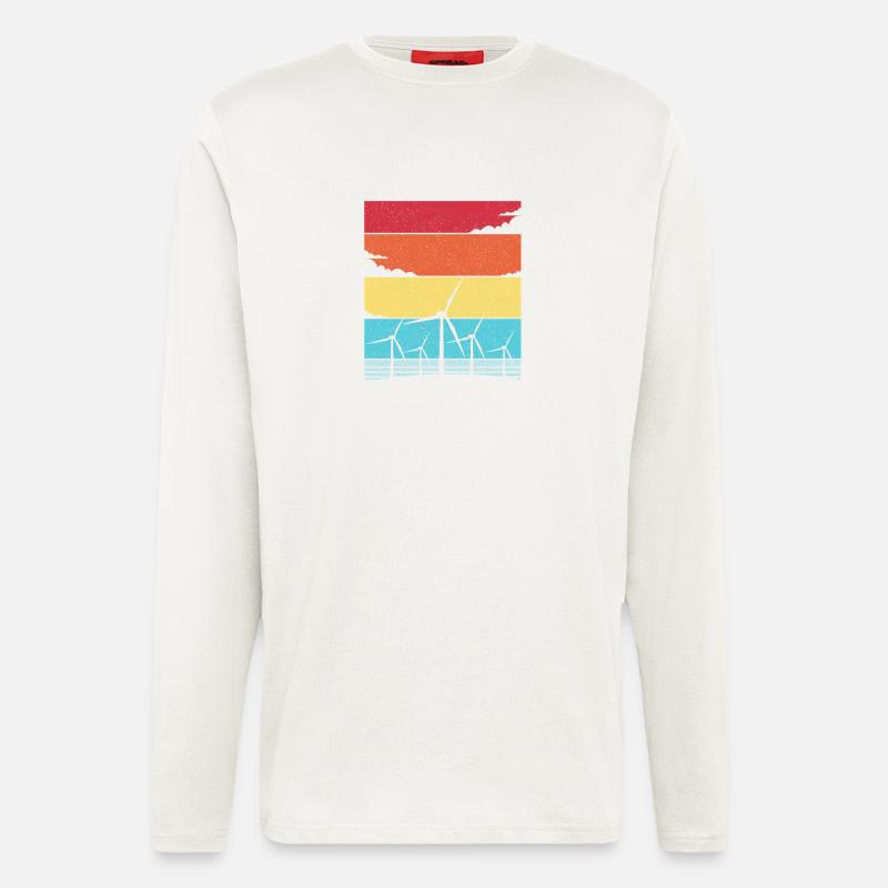 Énergie éolienne Éolienne Éolienne - Manches longues bio décontracté fabriqué en UE - OFF WHITE