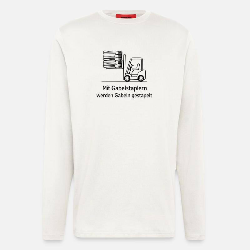 gabelstapler wortwitz gabel stapeln - Langarmshirt - made by SPREAD  - OFF WHITE