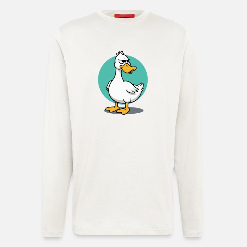 Freche Gans mit wütendem Blick Illustration - Langarmshirt - made by SPREAD  - OFF WHITE