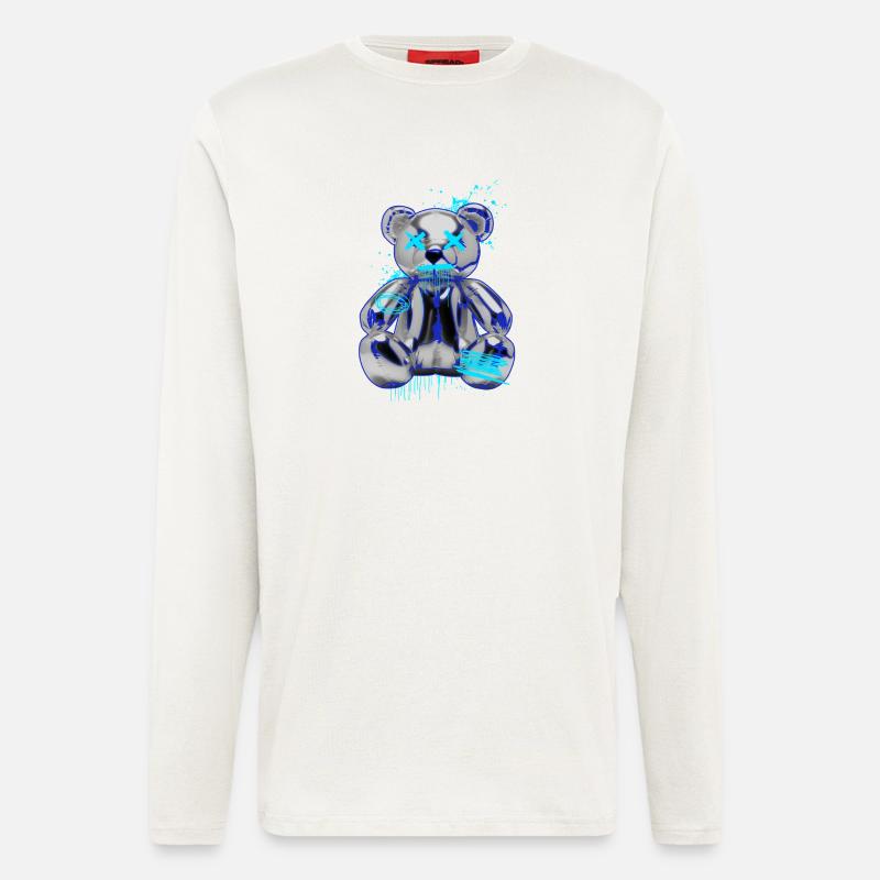 Graffiti-Bär Neon Tropfen Teddybär - Langarmshirt - made by SPREAD  - OFF WHITE