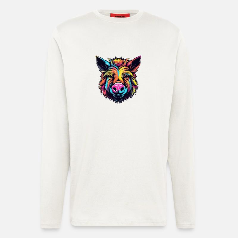 Neonfarbenes Wildschwein - Langarmshirt - made by SPREAD  - OFF WHITE