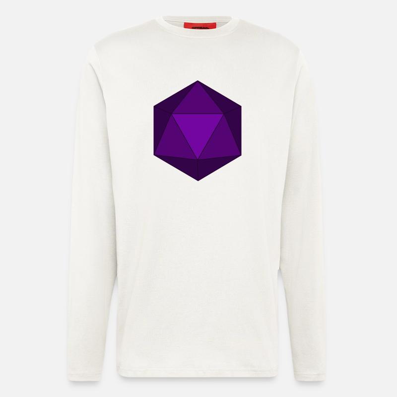 Lila Polyeder-Würfel D20 - Langarmshirt - made by SPREAD  - OFF WHITE