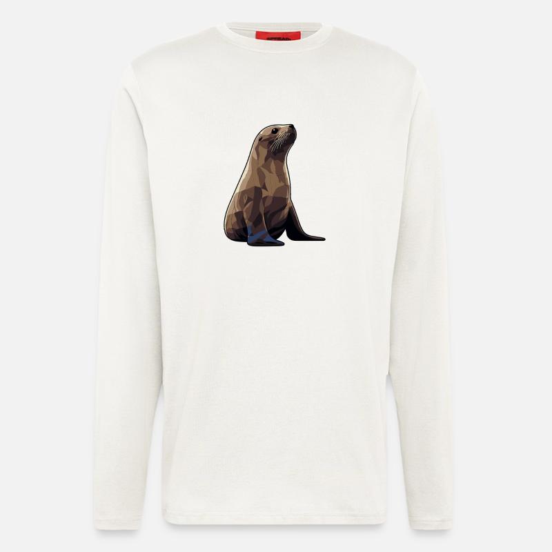 Seehund Tier Seelöwe - Langarmshirt - made by SPREAD  - OFF WHITE