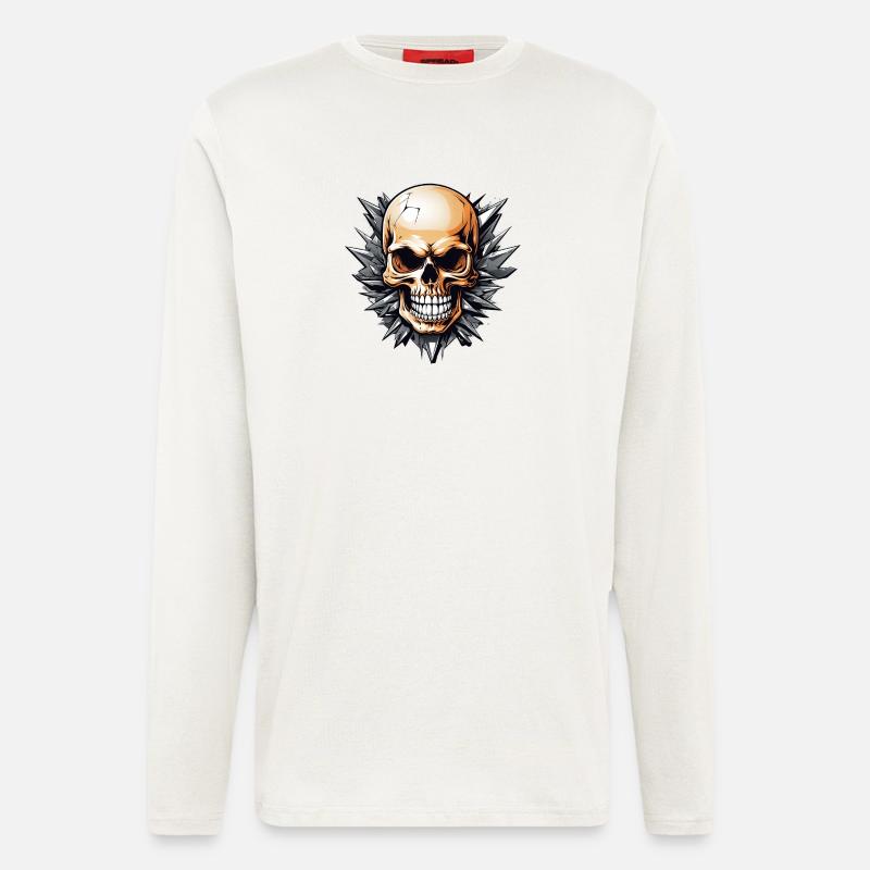 Spikeskull avec Étoile Épineuse - Manches longues bio décontracté fabriqué en UE - OFF WHITE
