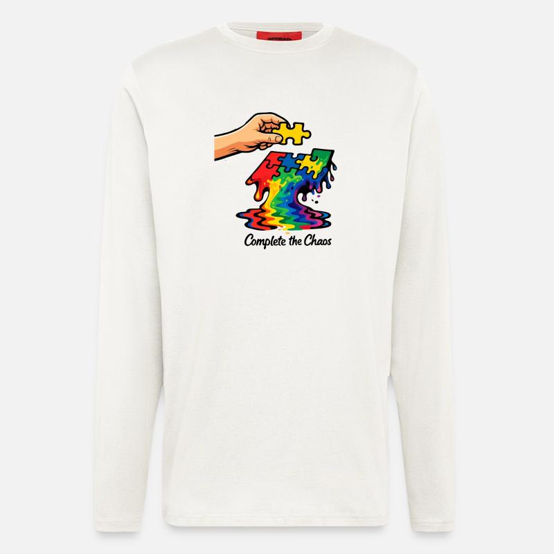 Autismus-Puzzlestück Regenbogenbewusstseinskunst - Langarmshirt - made by SPREAD  - OFF WHITE