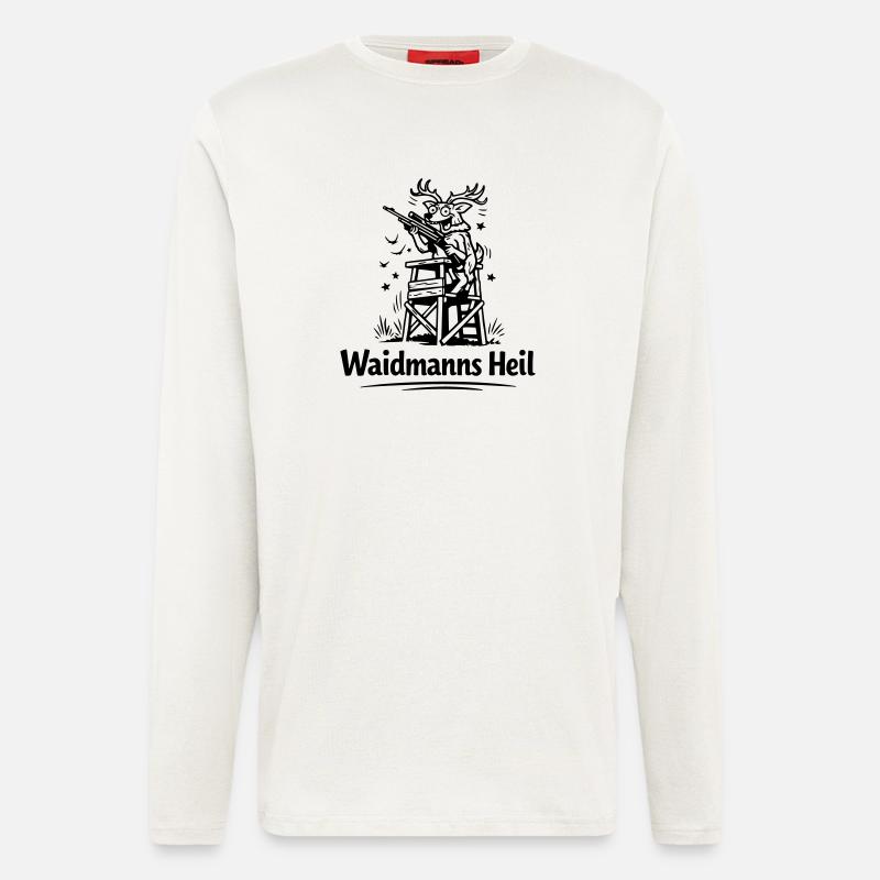 Verrückter Hirsch Waidmannsheil - Langarmshirt - made by SPREAD  - OFF WHITE