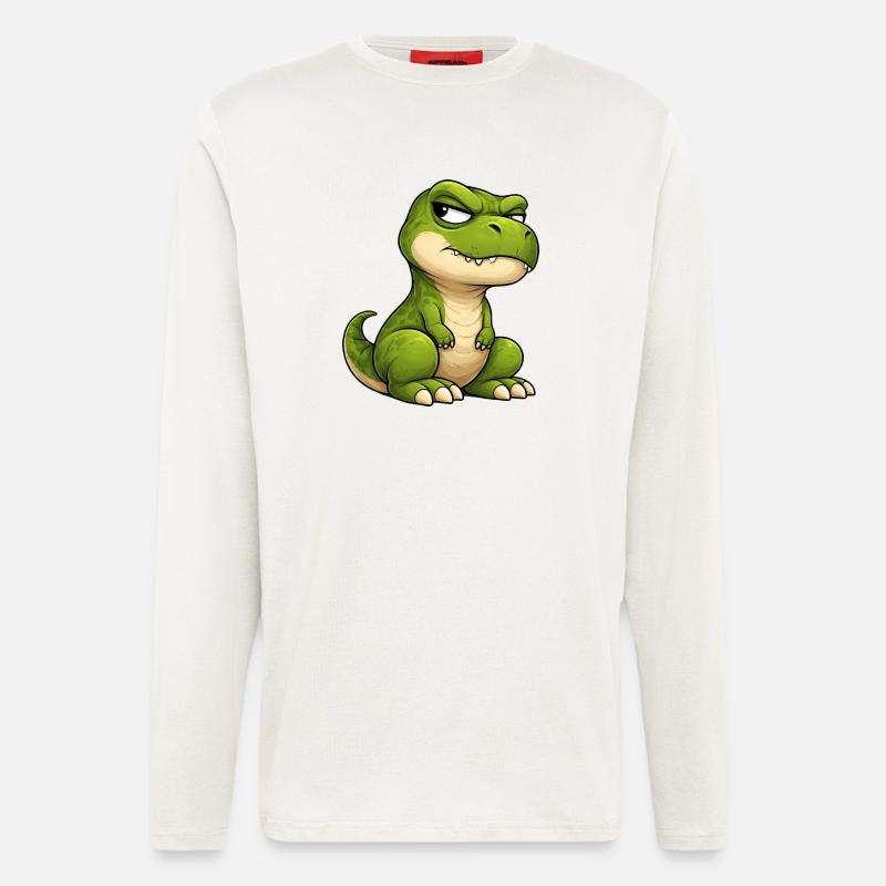 Grumpy T-Rex Cartoon Skeptical Look - Longsleeve - made by SPREAD  - OFF WHITE