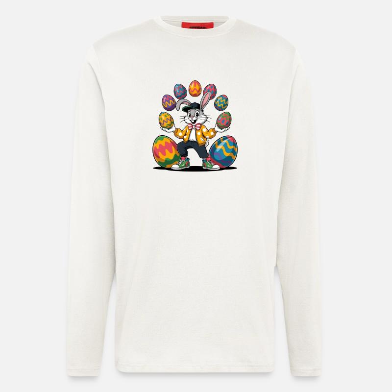 Osterhase mit bunten Eiern - Langarmshirt - made by SPREAD  - OFF WHITE