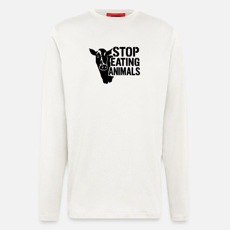 Stoppt Tierleid: Kein Fleisch - Langarmshirt - made by SPREAD  - OFF WHITE