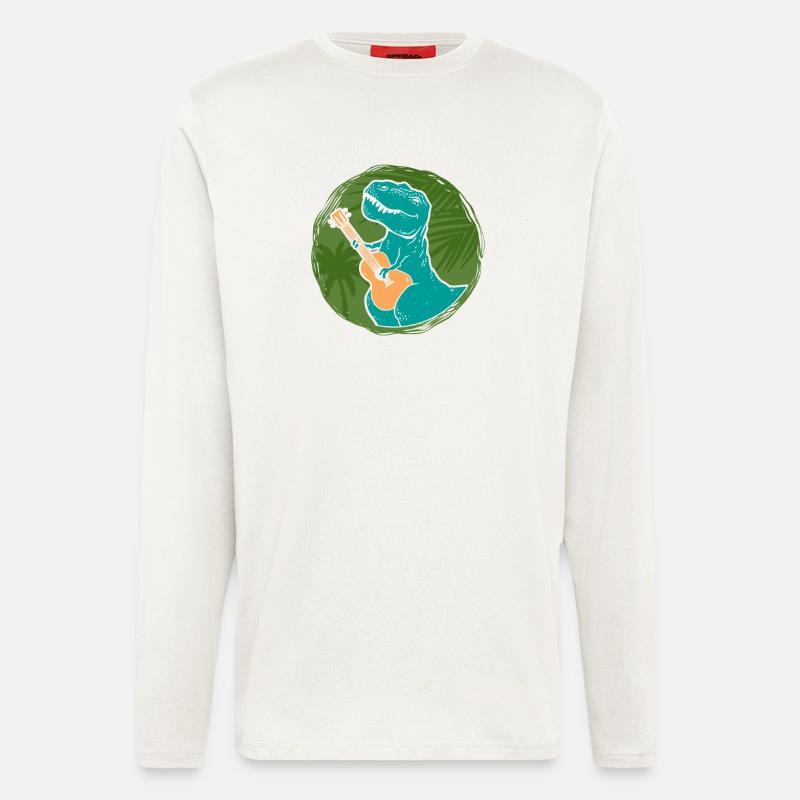 Hawaiian Ukulele Uke T-Rex - Longsleeve - made by SPREAD  - OFF WHITE