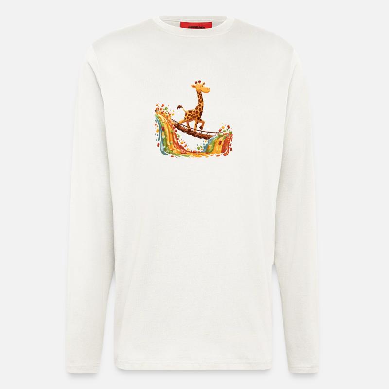 Giraffe auf Regenbogenbrücke - Langarmshirt - made by SPREAD  - OFF WHITE