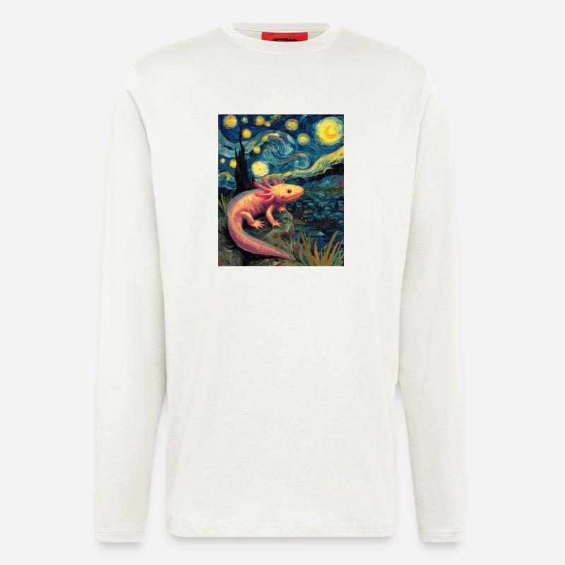 Axolotl Van Gogh Starry Night - Langarmshirt - made by SPREAD  - OFF WHITE