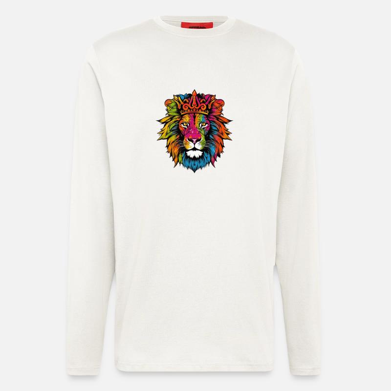 Löwe Tier Krone - Langarmshirt - made by SPREAD - OFF WHITE