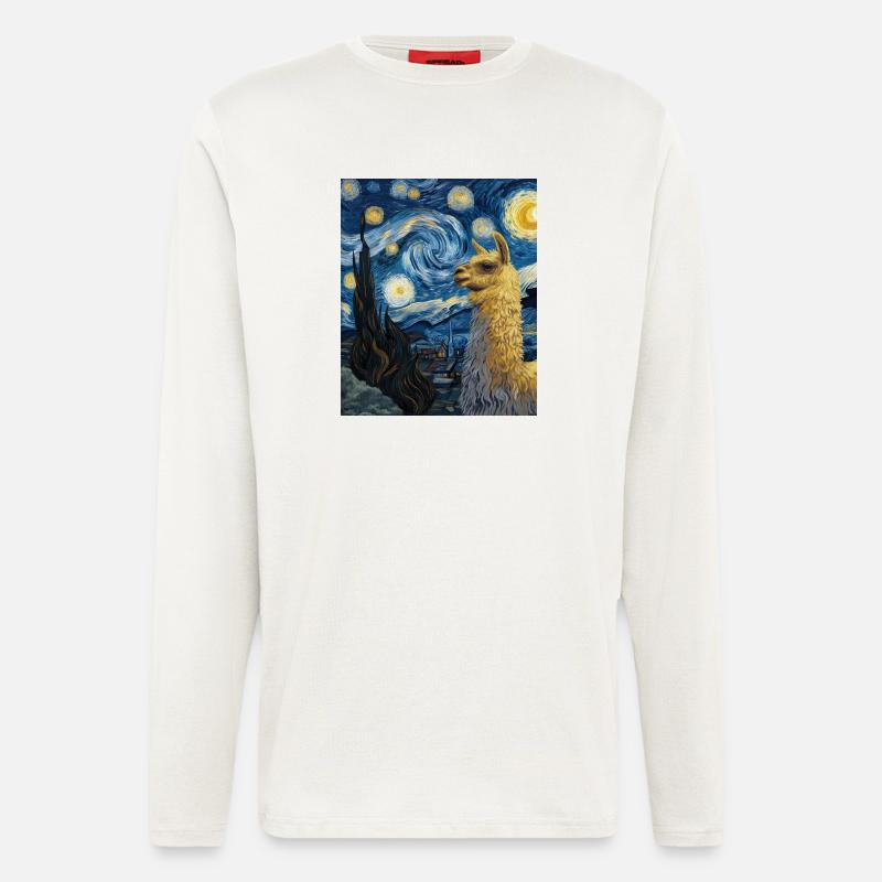 Lama Van Gogh Starry Night - Longsleeve - made by SPREAD  - OFF WHITE