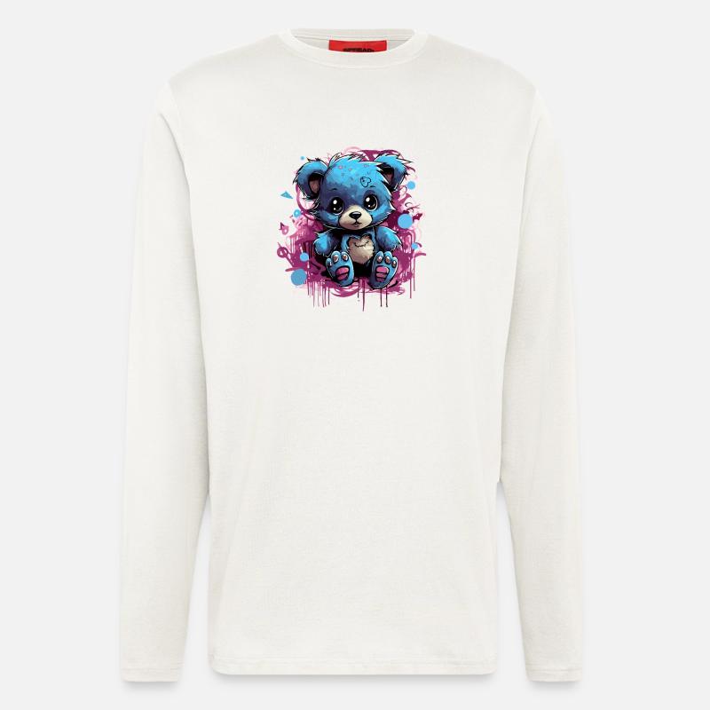 Blue Cuddly Bear Graffiti Pop - Longsleeve - made by SPREAD  - OFF WHITE