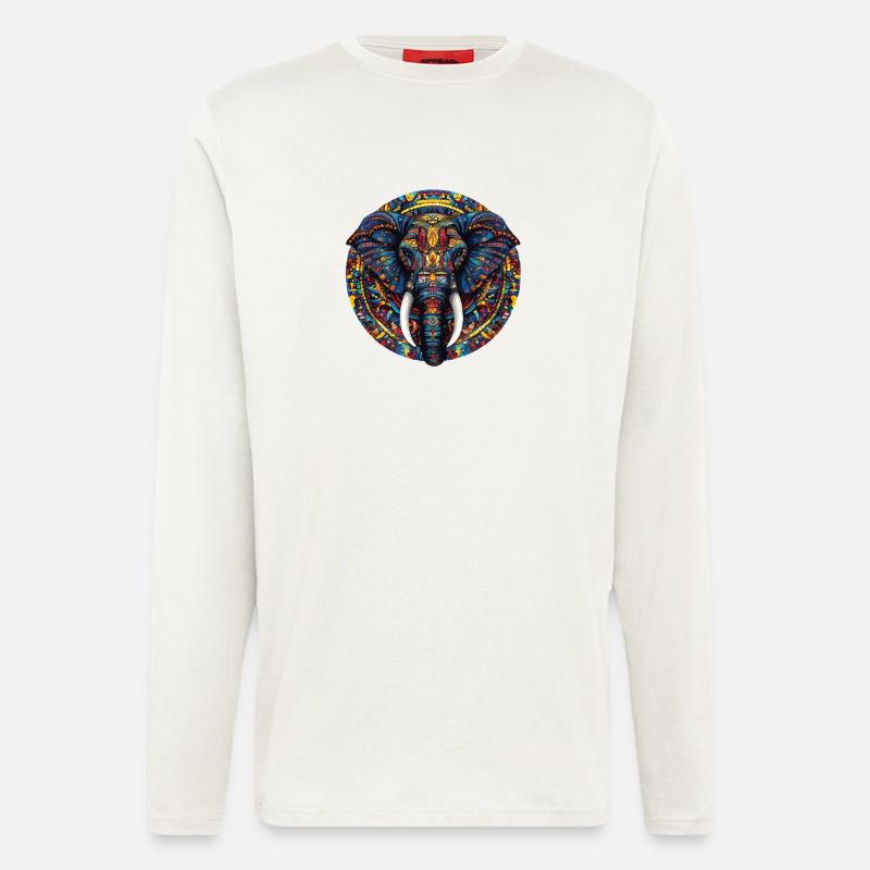 Farbenfrohe Elefanten-Mandala - Langarmshirt - made by SPREAD  - OFF WHITE