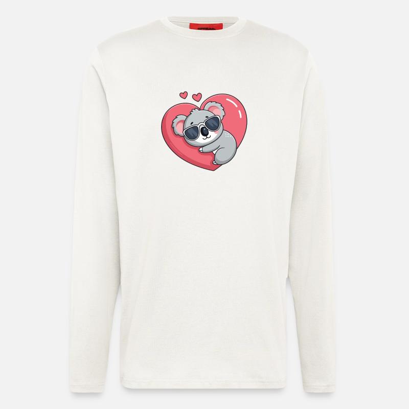 Koala-Ruhebrille mit rosa Herz - Langarmshirt - made by SPREAD  - OFF WHITE