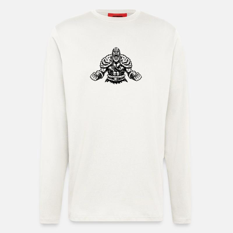 Wikinger Krieger – Nordisches Fantasy Design - Langarmshirt - made by SPREAD  - OFF WHITE