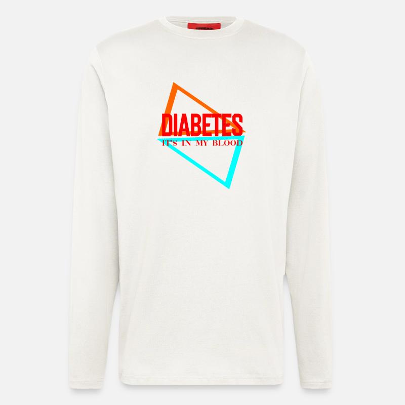 Le diabète, c’est dans mon sang - Manches longues bio décontracté fabriqué en UE - OFF WHITE