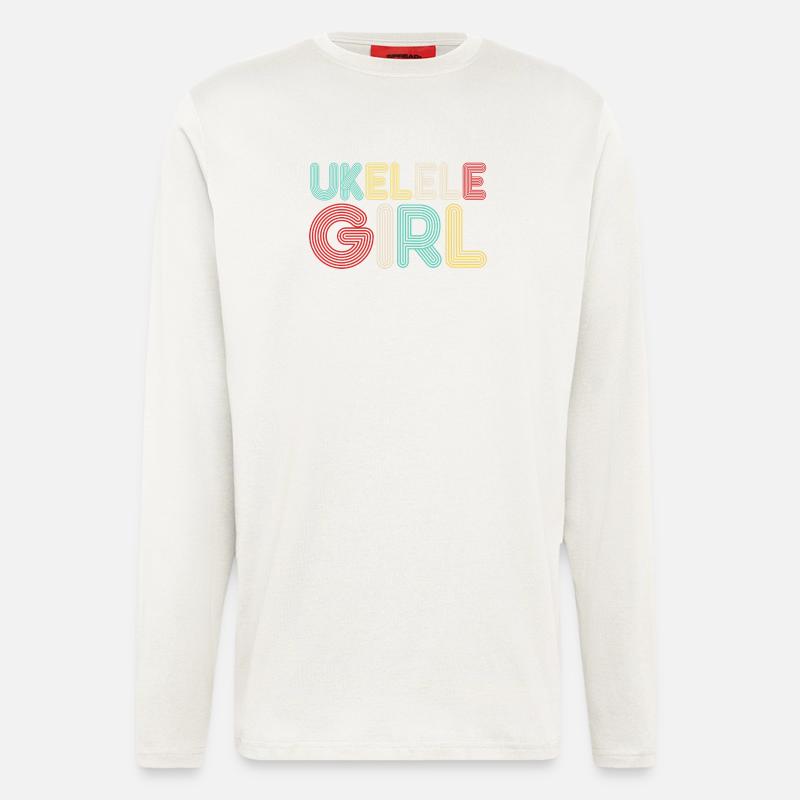Hawaiian Ukulele Uke Retro 70s - Langarmshirt - made by SPREAD  - OFF WHITE