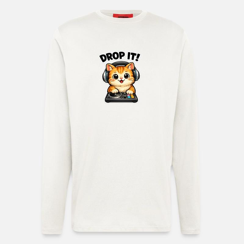 Drop It DJ Cat - Longsleeve - made by SPREAD  - OFF WHITE