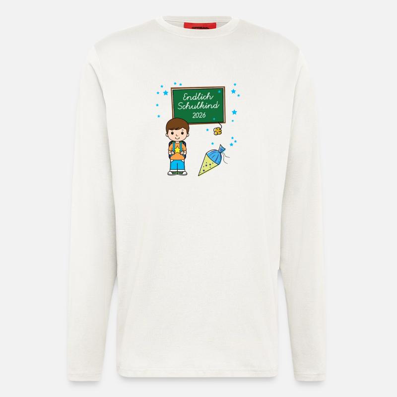 Endlich Schulkind 2026 Einschulung Schule Anfang - Langarmshirt - made by SPREAD  - OFF WHITE
