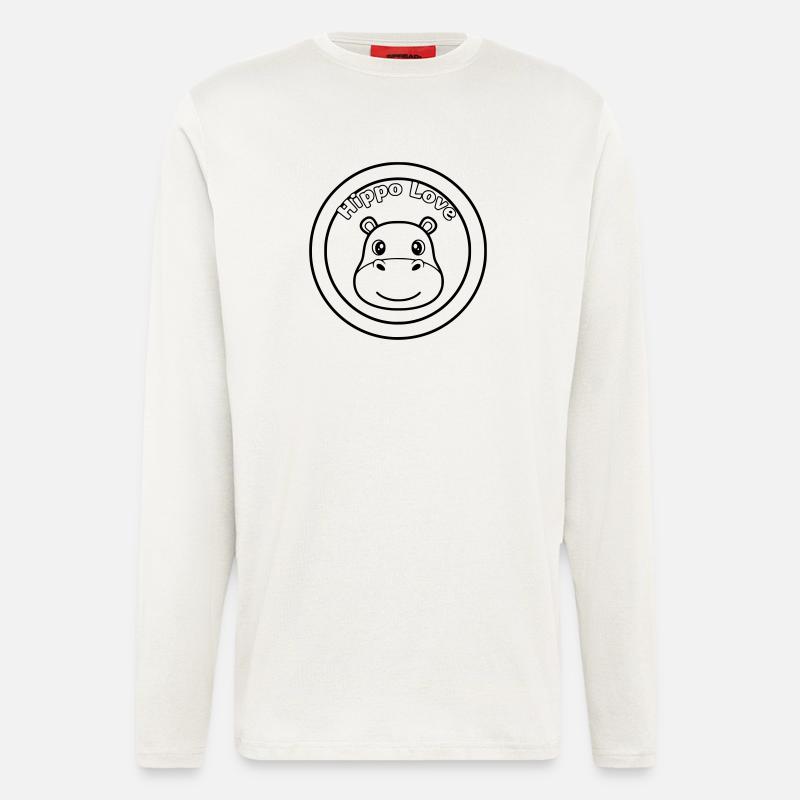Hippo Love Nilpferd Logo - Langarmshirt - made by SPREAD  - OFF WHITE