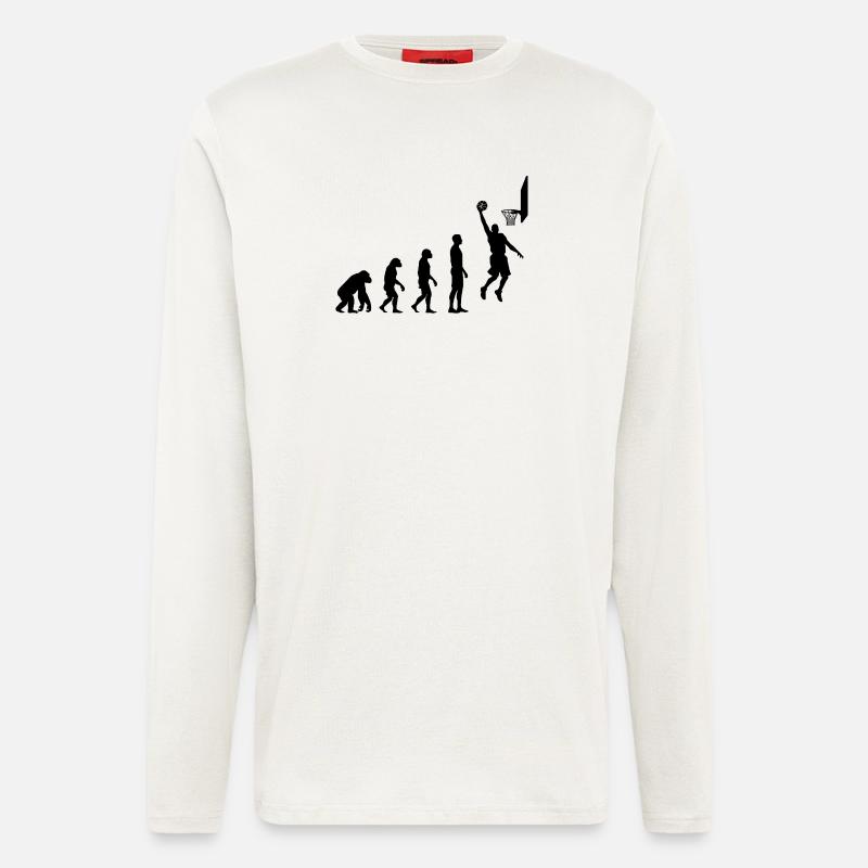 Basketball Evolution Human to Hoops Player - Langarmshirt - made by SPREAD  - OFF WHITE